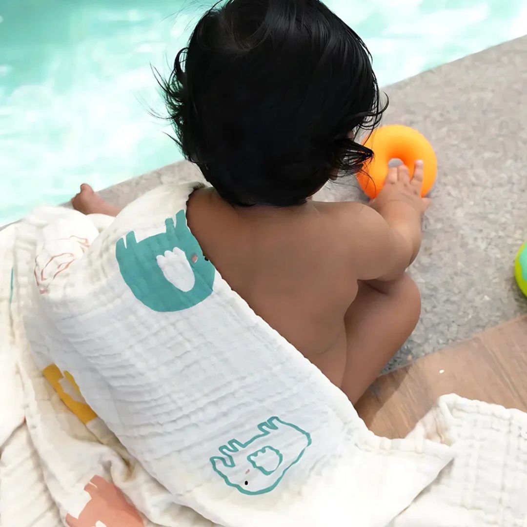 Doctor Towels Bamboo Baby Towel 75X75cm-ElephantSafari_Features1