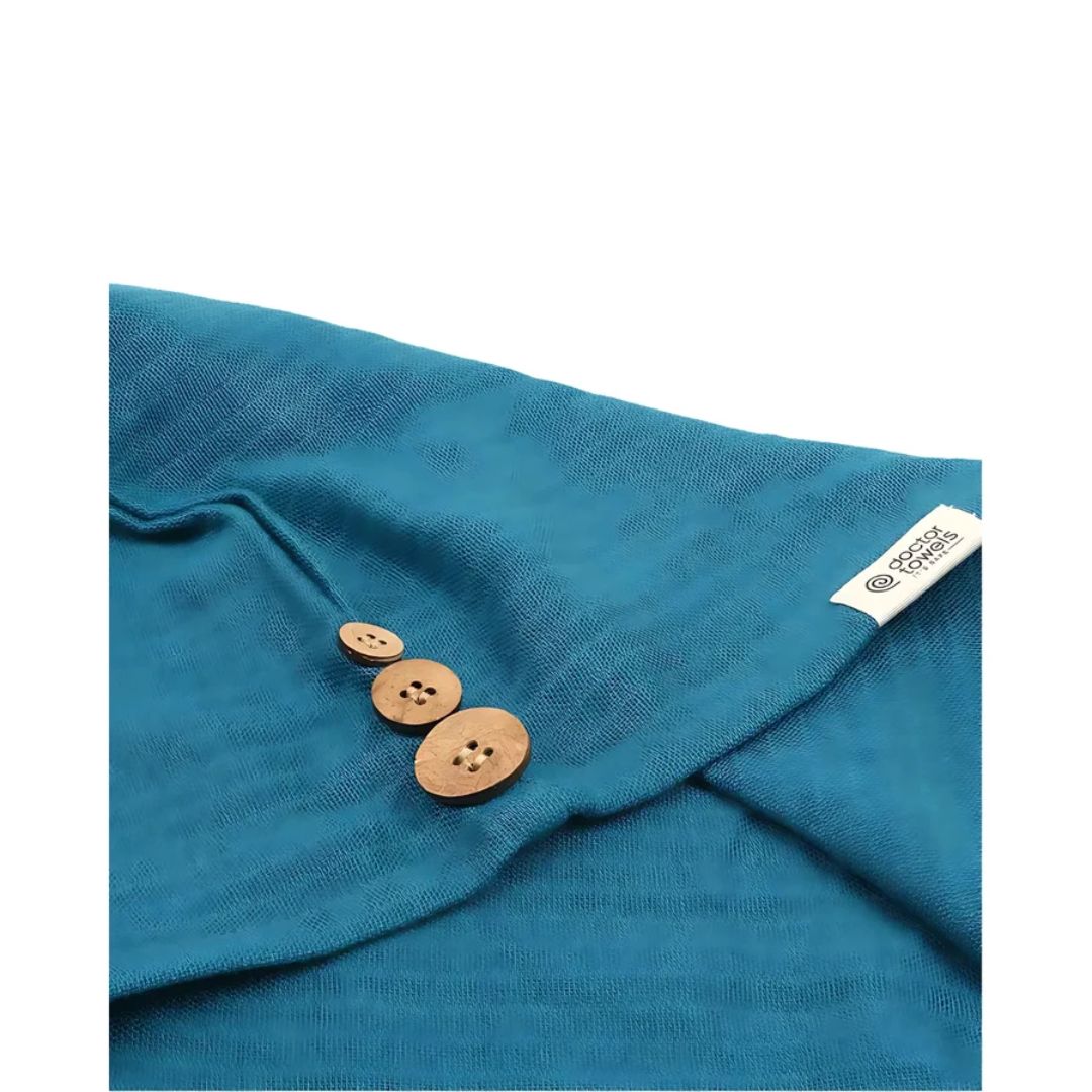 Doctor Towels Banana Double Cloth Hair Towel-DutchTeal_Features2