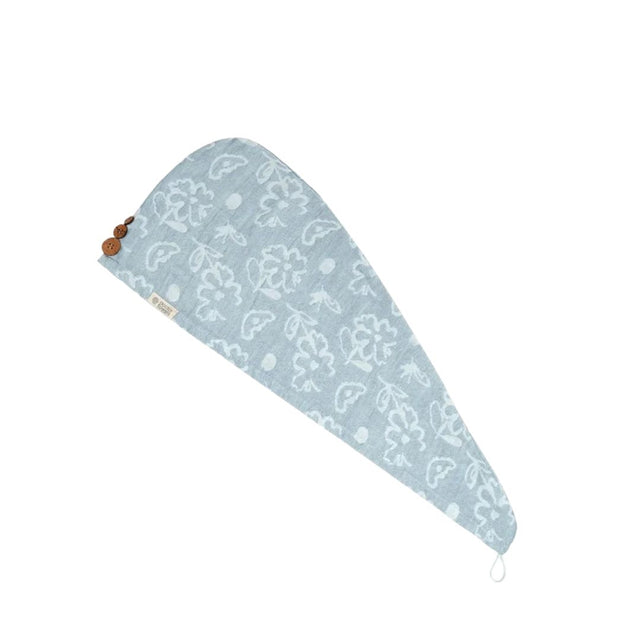 Doctor Towels Banana Jacquard Floral Hair Towel-Chalk Blue_Isometric