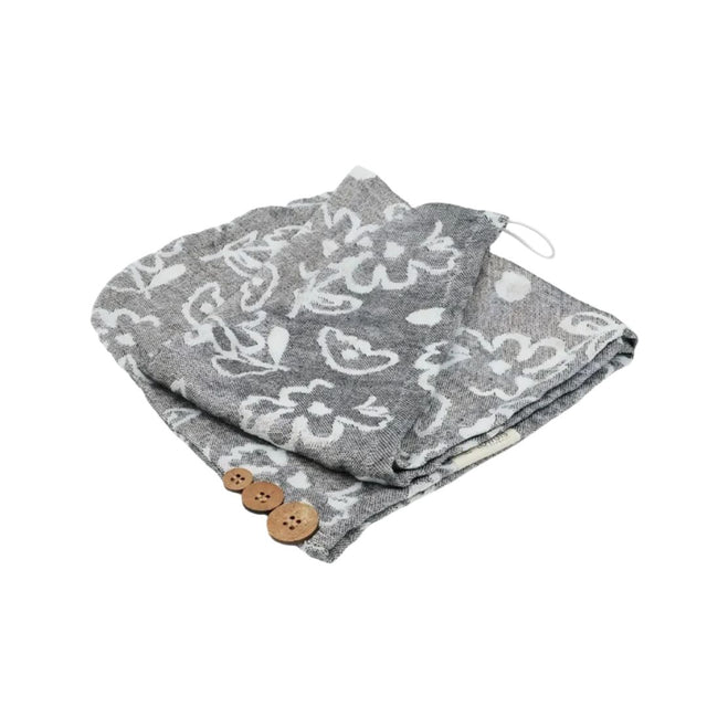 Doctor Towels Banana Jacquard Floral Hair Towel-Charcoal_Isometric