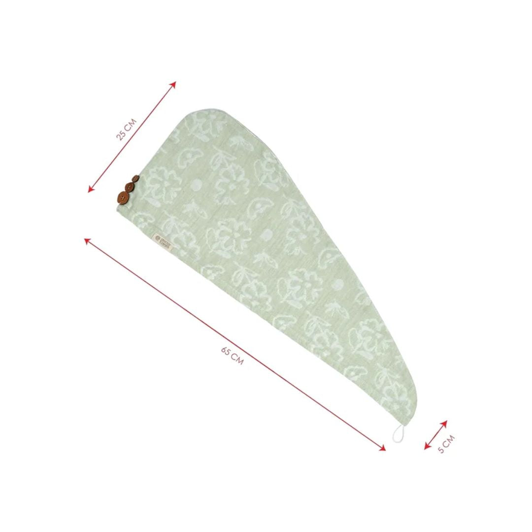 Doctor Towels Banana Jacquard Floral Hair Towel-PastelGreen_Dimension