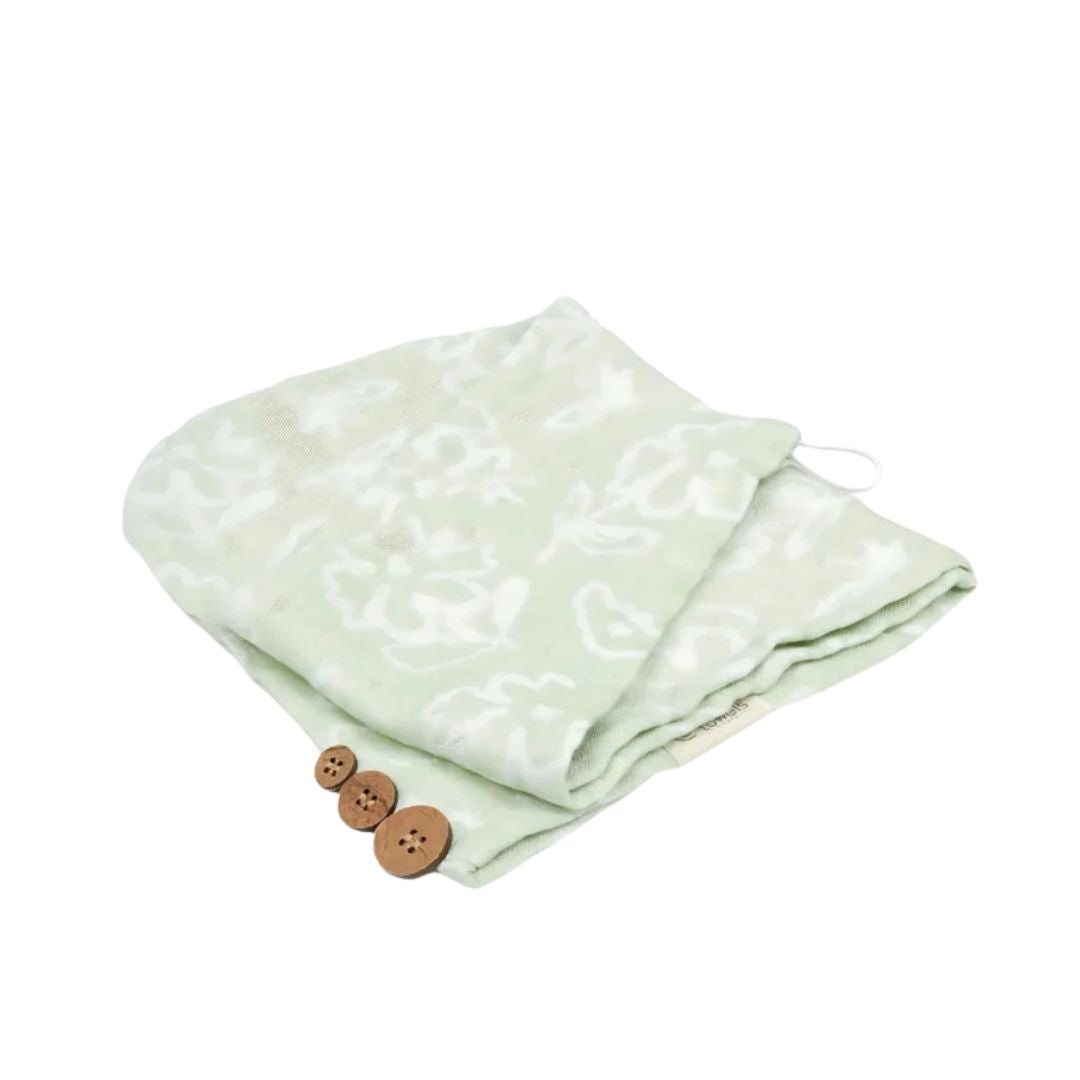 Doctor Towels Banana Jacquard Floral Hair Towel-PastelGreen_Isometric