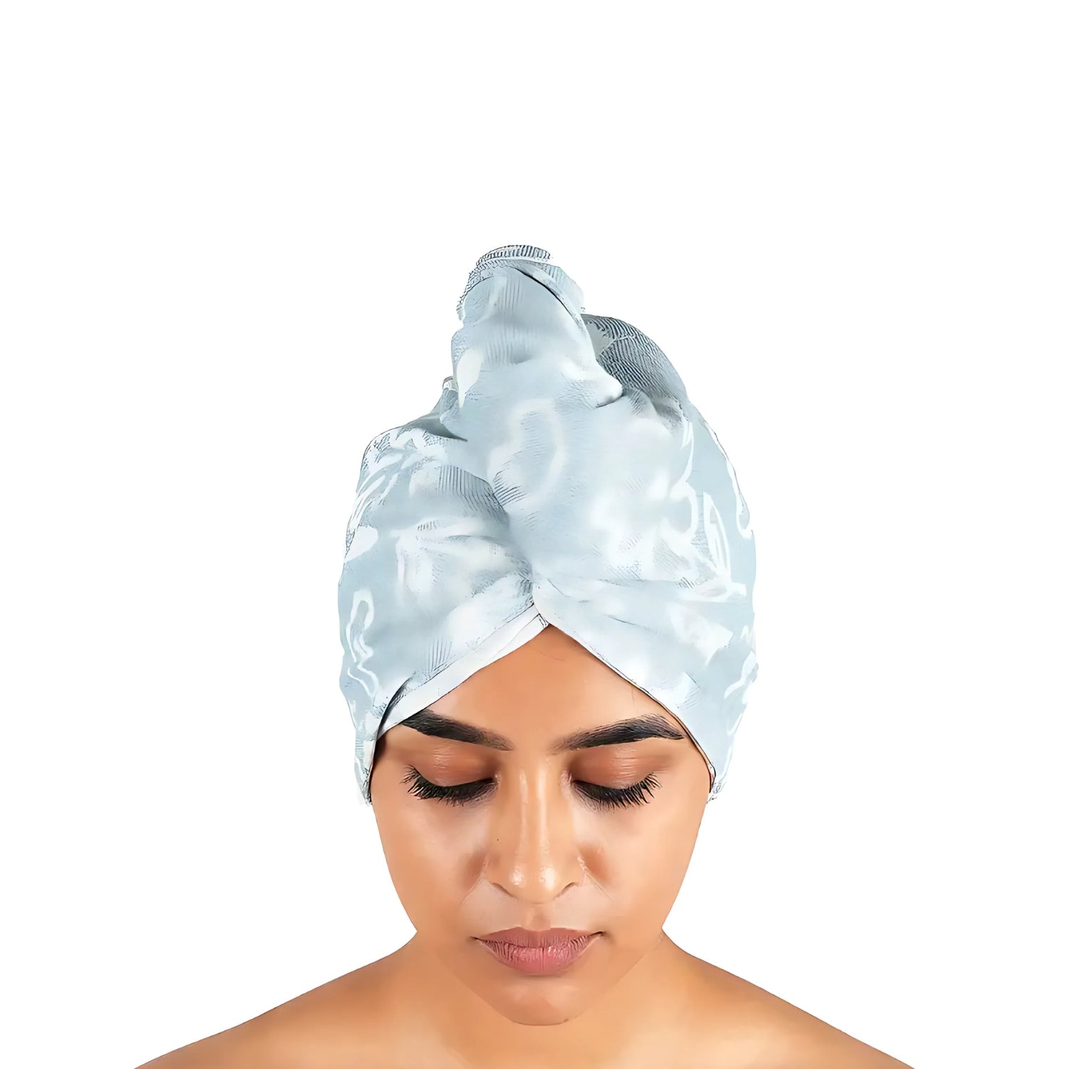 Doctor Towels  Banana Jacquard Floral Hair Towel - Chalk Blue_2