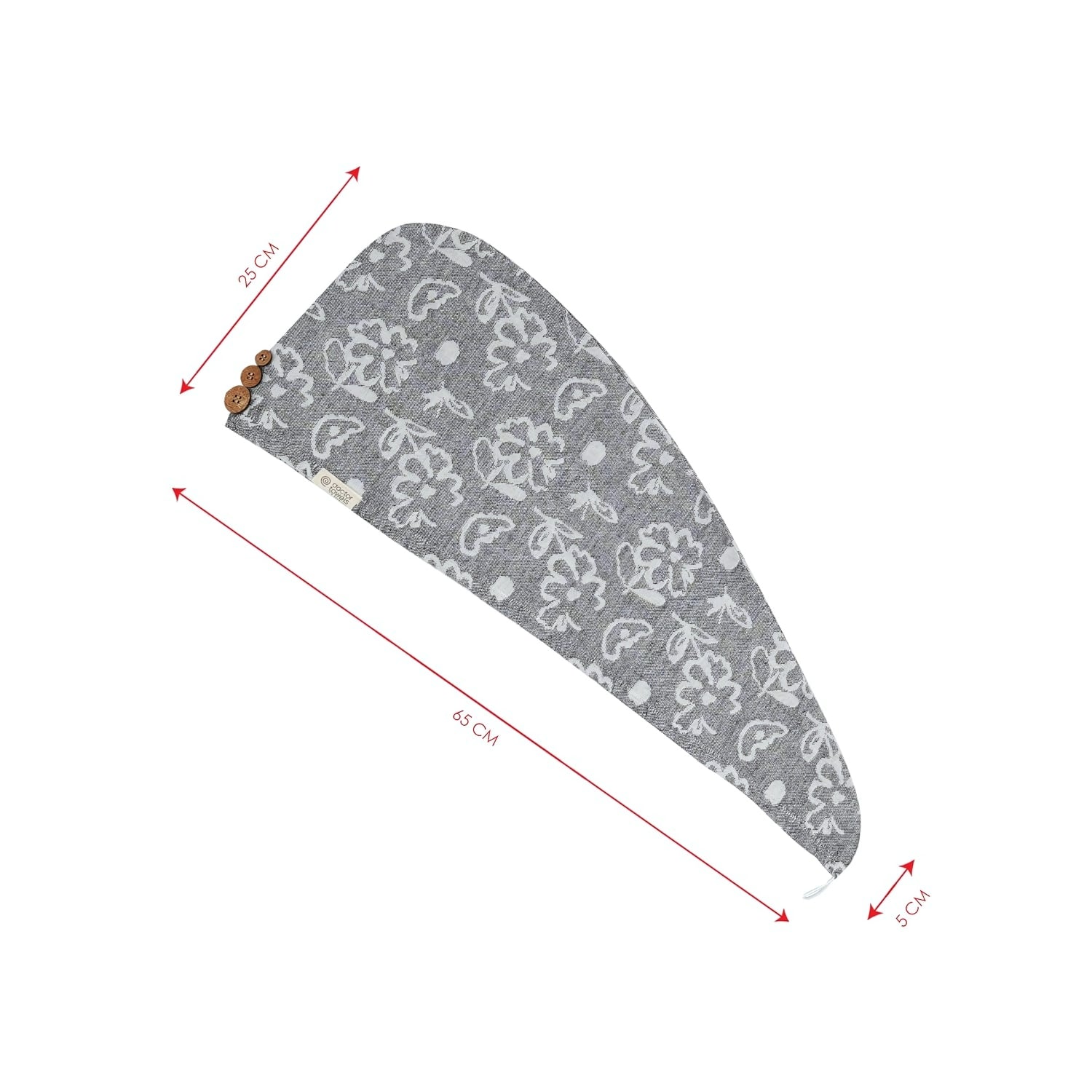 Doctor Towels Banana Jacquard Floral Hair Towel - Charcoal_6