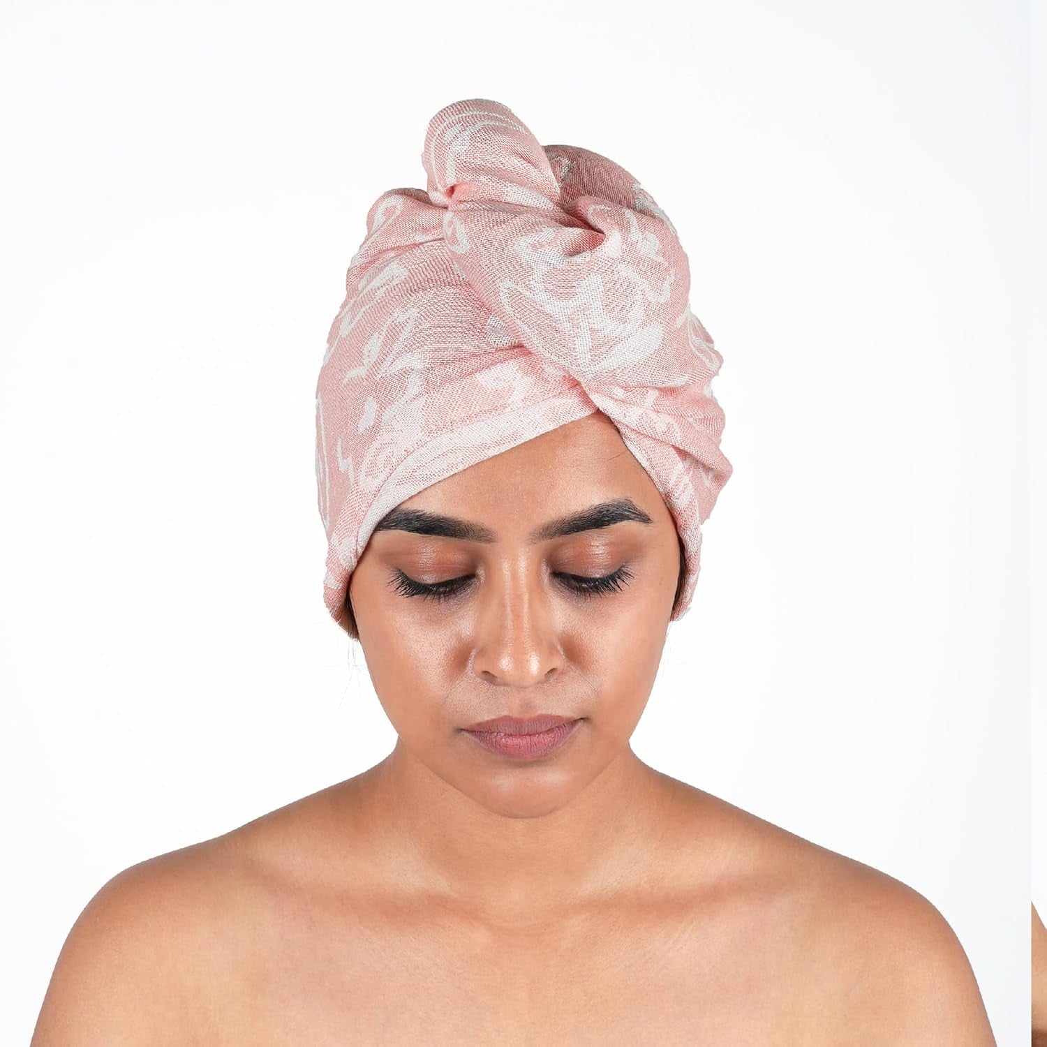 Doctor Towels Banana Jacquard Floral Hair Towel  - Coral_4
