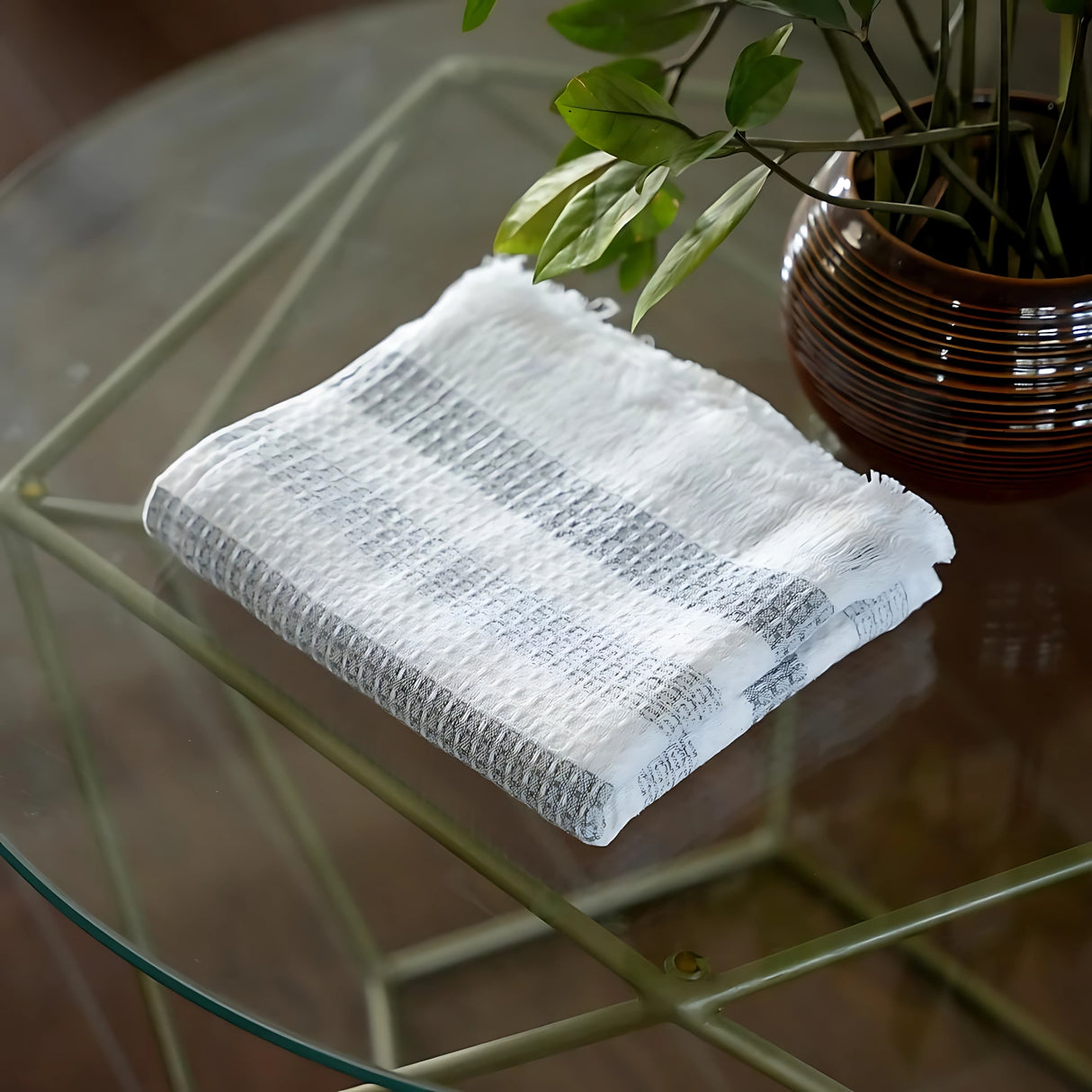 Doctor Towels Stripe Waffle Weave Bath Towel 70 X 140 cm - Grey_2