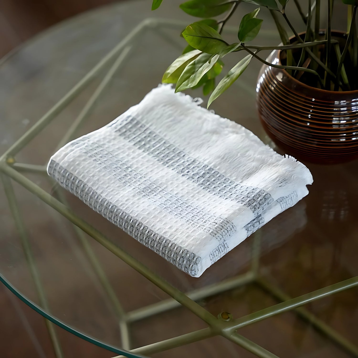 Doctor Towels Stripe Waffle Weave Bath Towel 70 X 140 cm - Grey_2