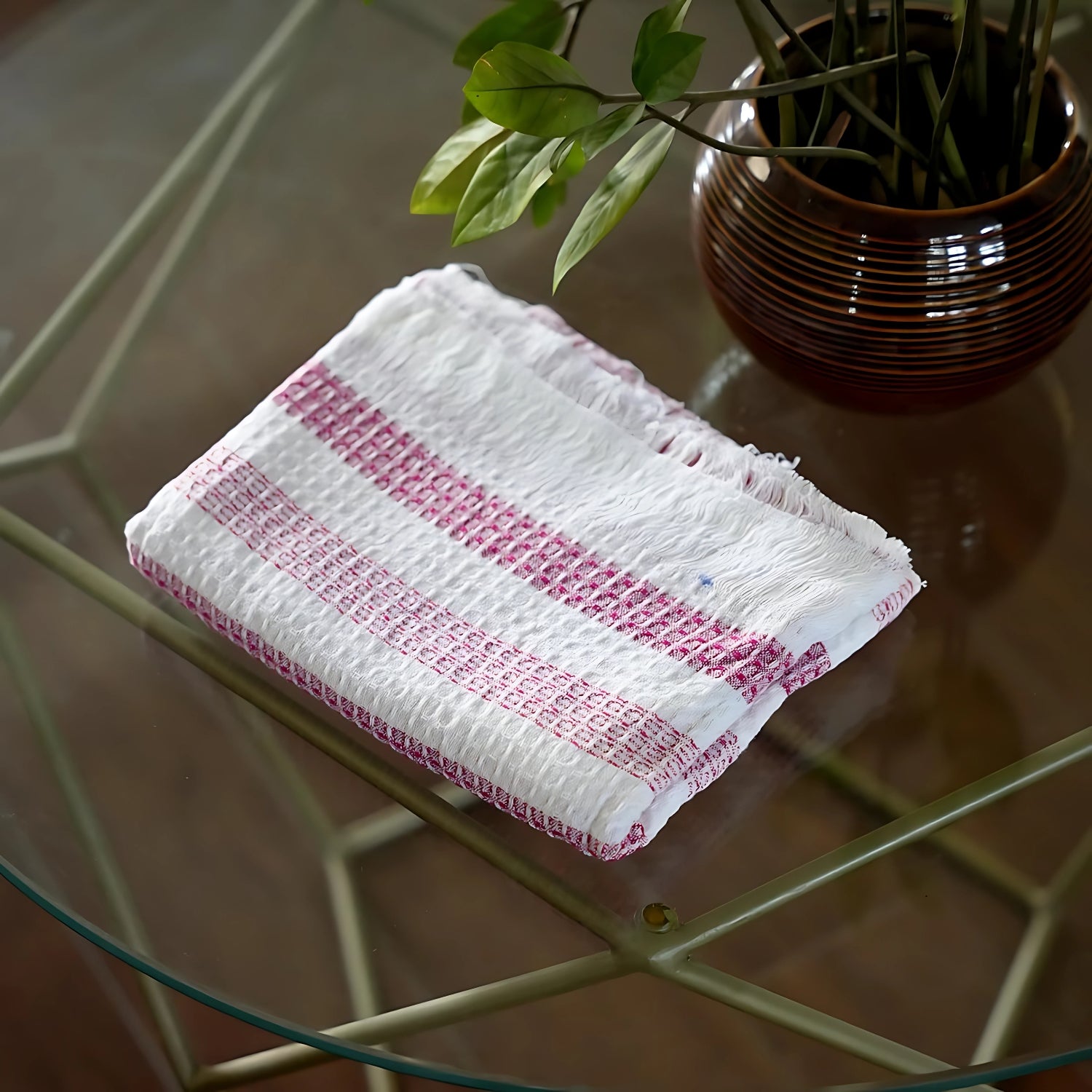 Doctor Towels Stripe Waffle Weave Bath Towel 70 X 140 cm - Red_6