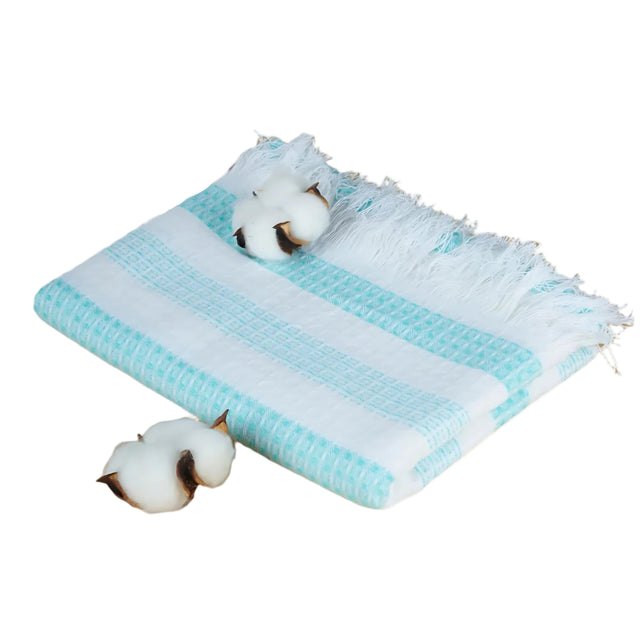Doctor Towels Stripe Waffle Weave Cotton Bath Towel 70 x 140 cm - Blue_1
