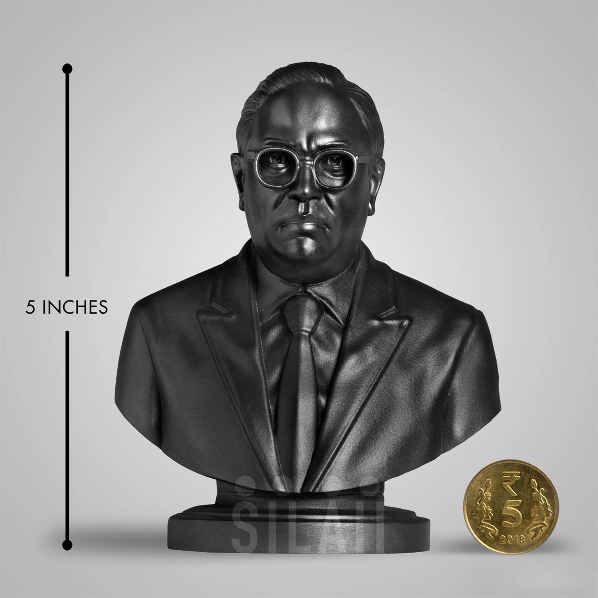 Dr. B.R. Ambedkar Bust 5 In Sculpture - Matte Black