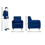 Berlin Pro Contemporary Short Rise Fabric Sofa 1-Seater - Blue