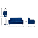 Berlin Pro Contemporary Short Rise Fabric Sofa 3 Seater - Blue