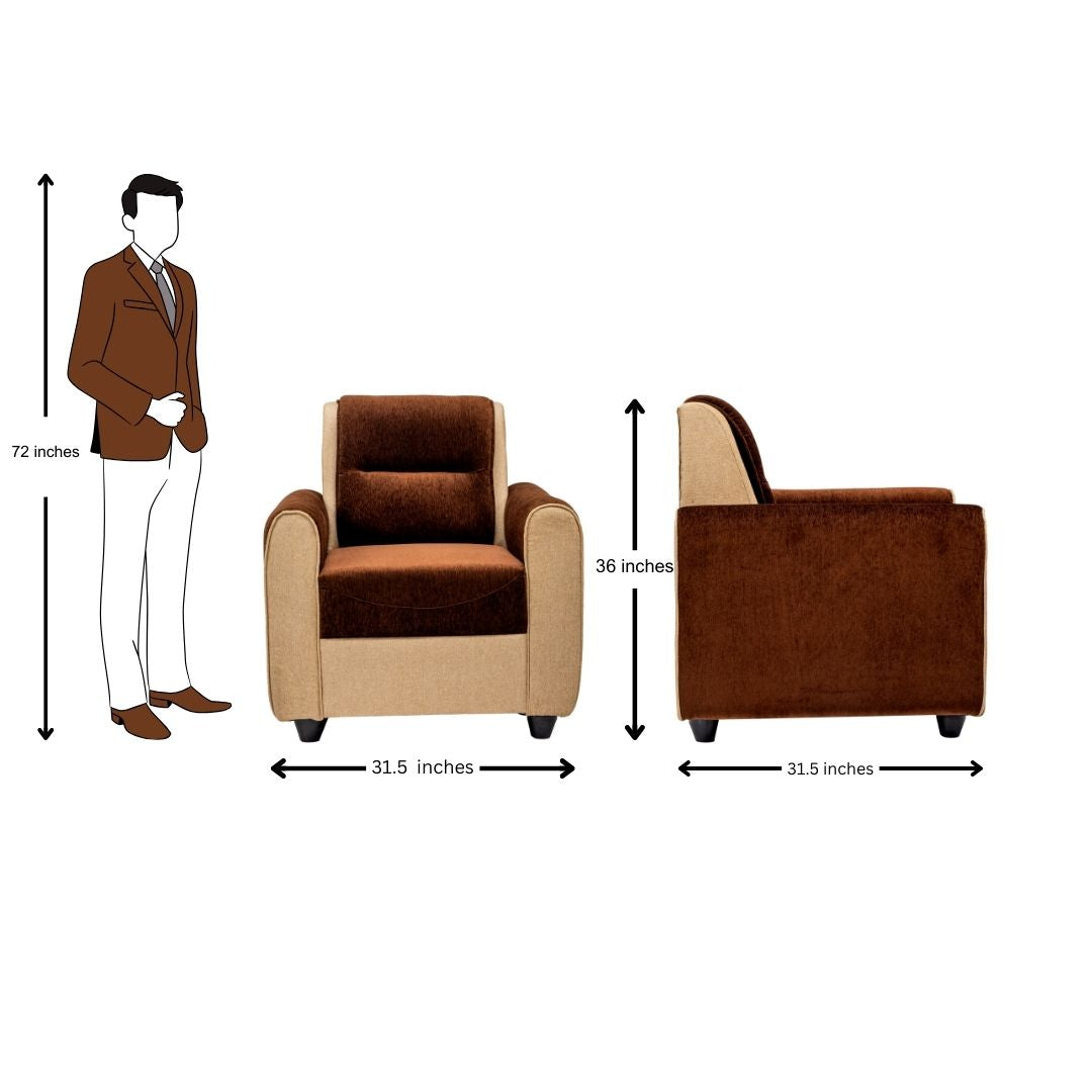 Finland Pro Relax Comfort  Fabric Sofa  Set (3+1+1 Seater) - Brown and Sandal