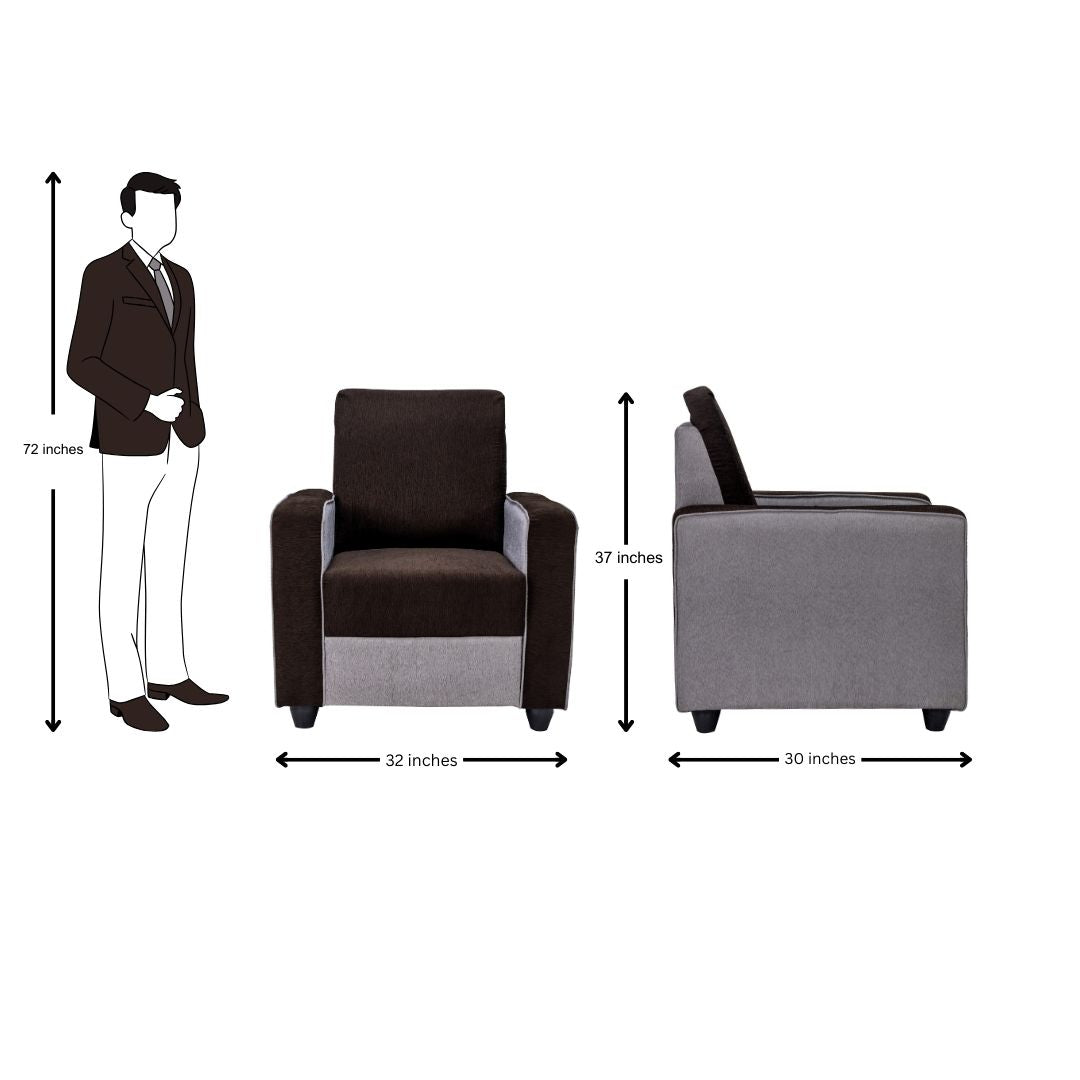 Luxor Pro Elegant Fabric Sofa Set (3+1+1 Seater) - Brown and Grey
