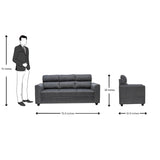 Lyon Classic Pro Comfort Fabric Sofa 3 Seater - Dark Grey