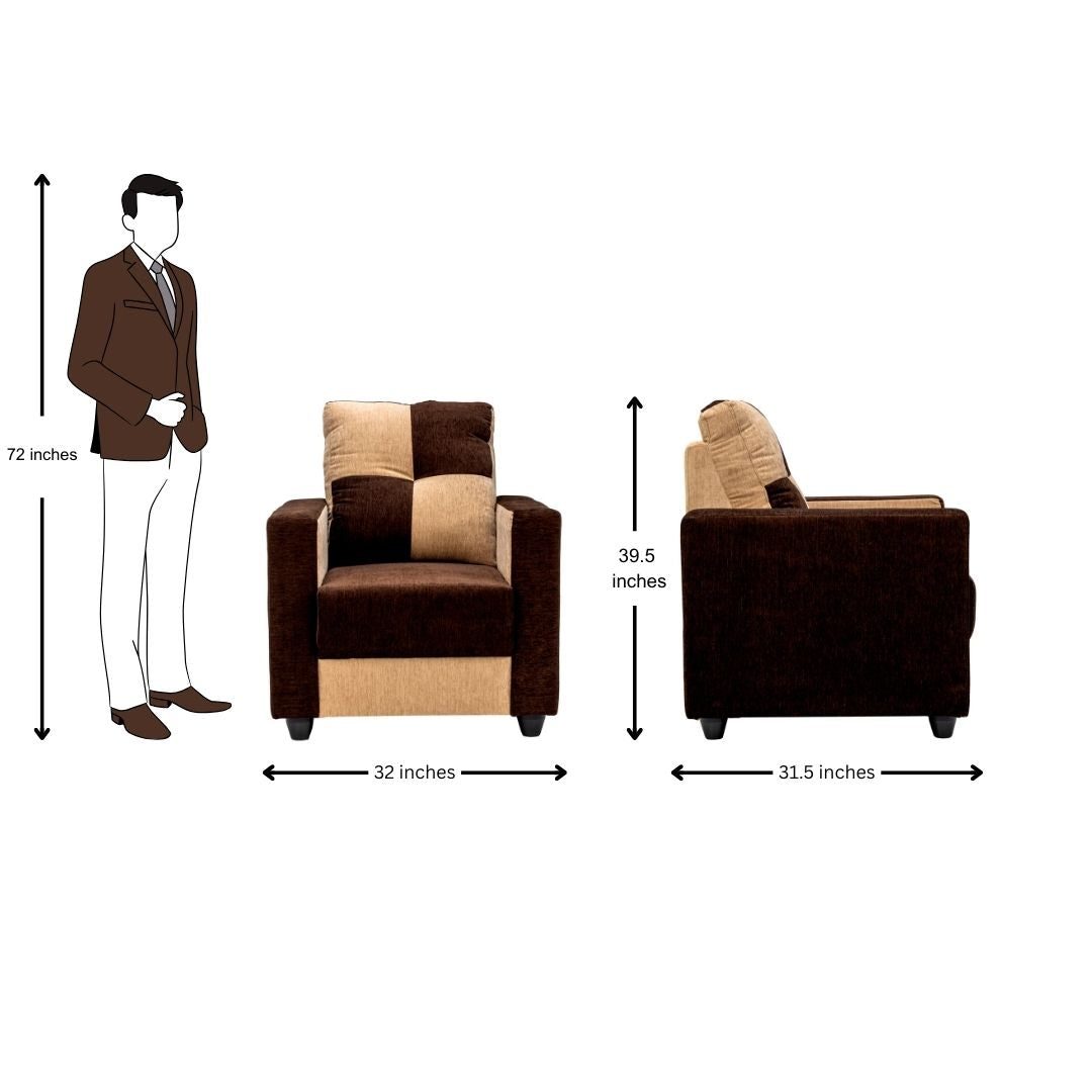 Metz Pro Comfort Fabric Sofa Set (3+1+1 Seater) - Brown and Sandal