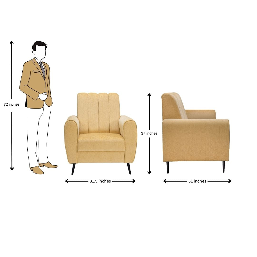 Suez Pro Luxe Striped Fabric Sofa Set (3+1+1 Seater) - Beige