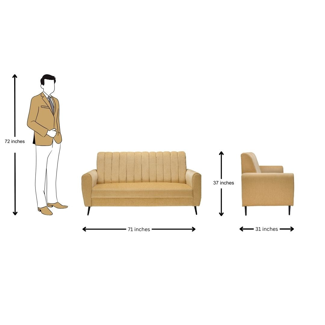 Suez Pro Luxe Striped Fabric Sofa 3 Seater - Beige