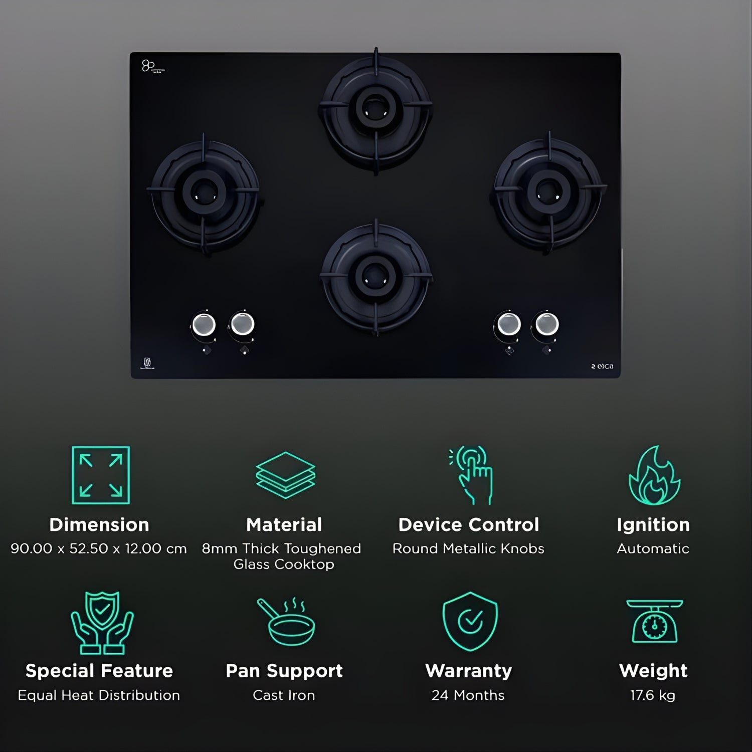 ELICA FLEXI 491 Lotus IND HD Brass 4 Burner Built-in Hob – Black_4
