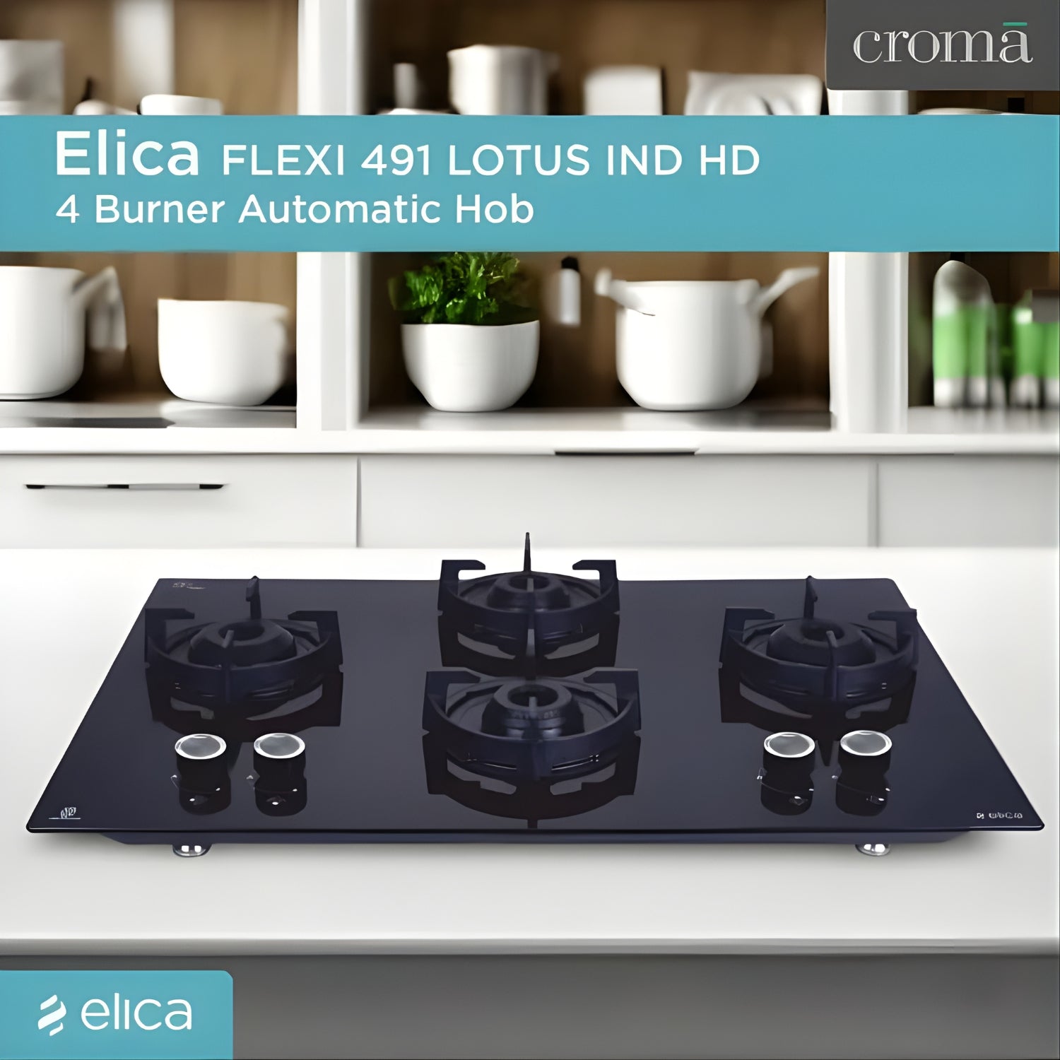 ELICA FLEXI 491 Lotus IND HD Brass 4 Burner Built-in Hob – Black_8