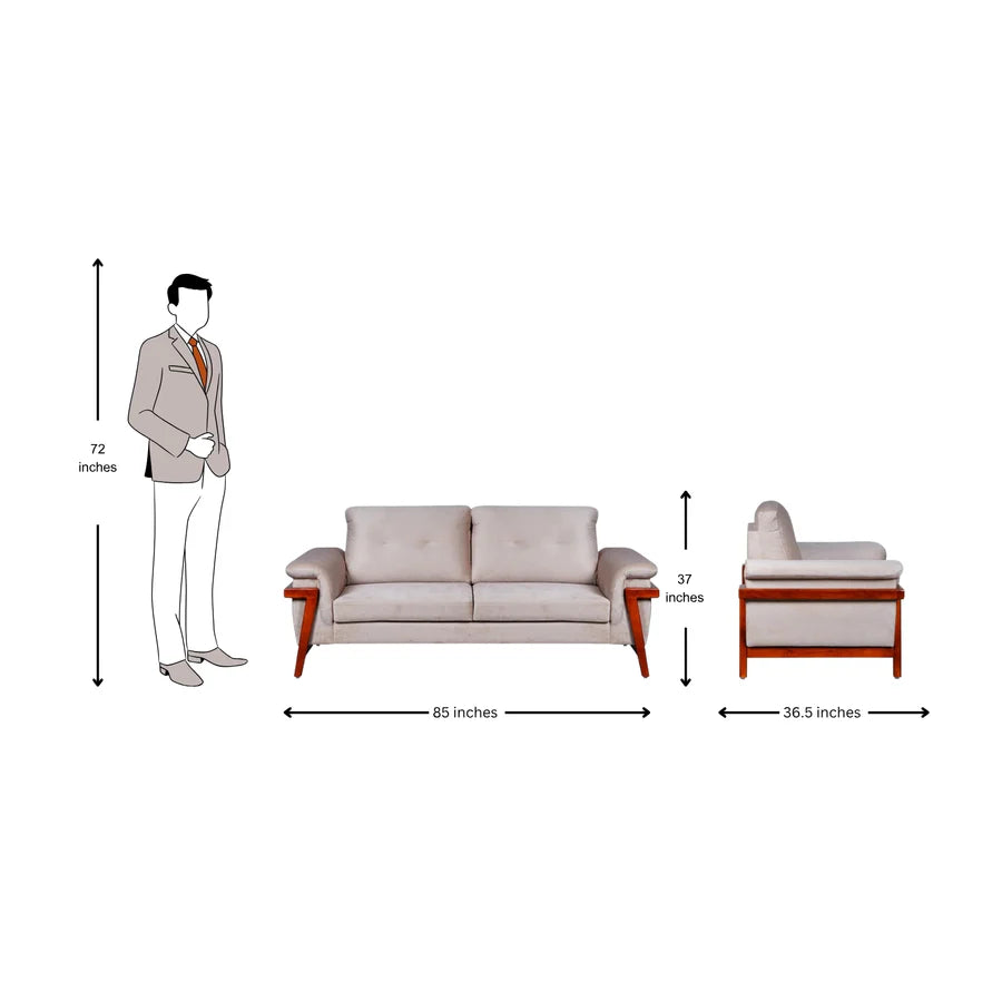 Easton Fabric Sofa Set (3+1+1-Seater) - Beige_9