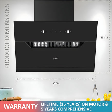 Elica EFL 207 HAC LTW VMS 90 Auto-Sense Filterless 90 cm Auto-Clean Kitchen Chimney – Black_2