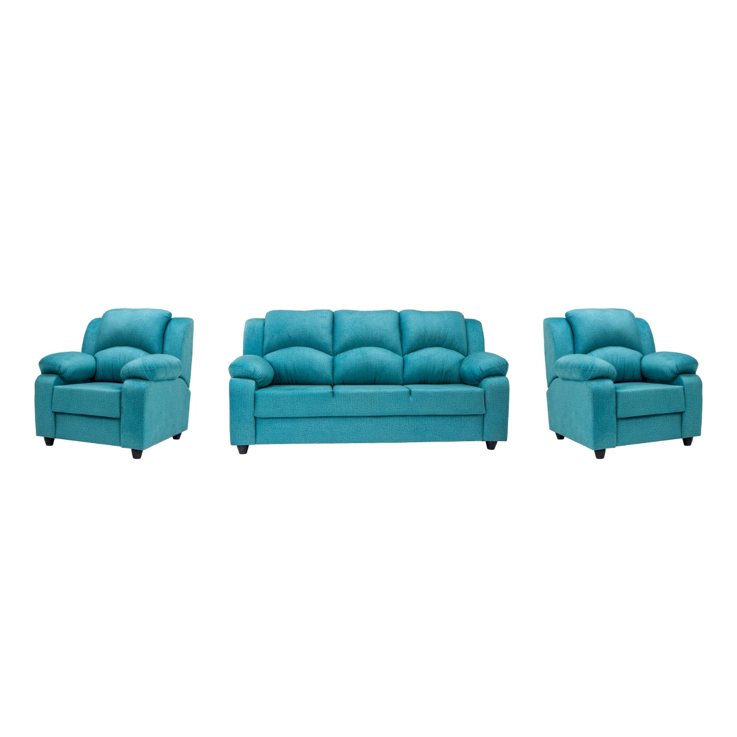 Emden Pro Premium Fabric Sofa Set (3+1+1 Seater) - Blue