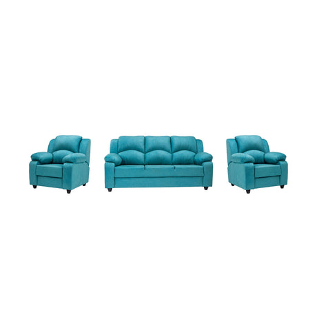Emden Pro Premium Fabric Sofa Set (3+1+1-Seater) - Blue_1