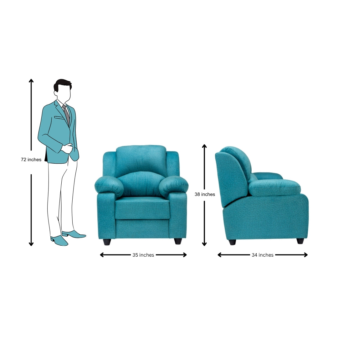 Emden Pro Premium Fabric Sofa Set (3+1+1-Seater) - Blue_10