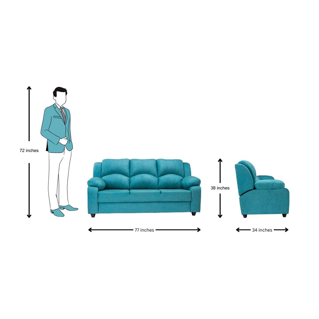 Emden Pro Premium Fabric Sofa Set (3+1+1-Seater) - Blue_9
