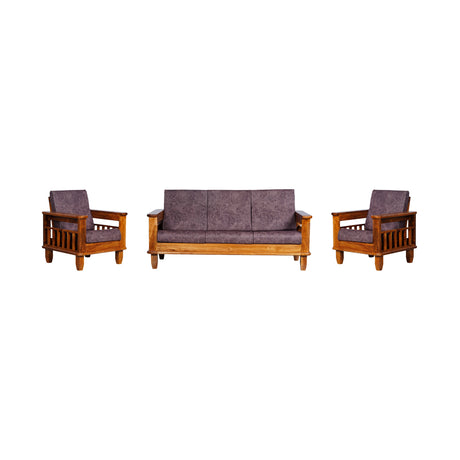 Emerald Wooden Sofa Set (3+1+1-Seater) - Natural Finish_1