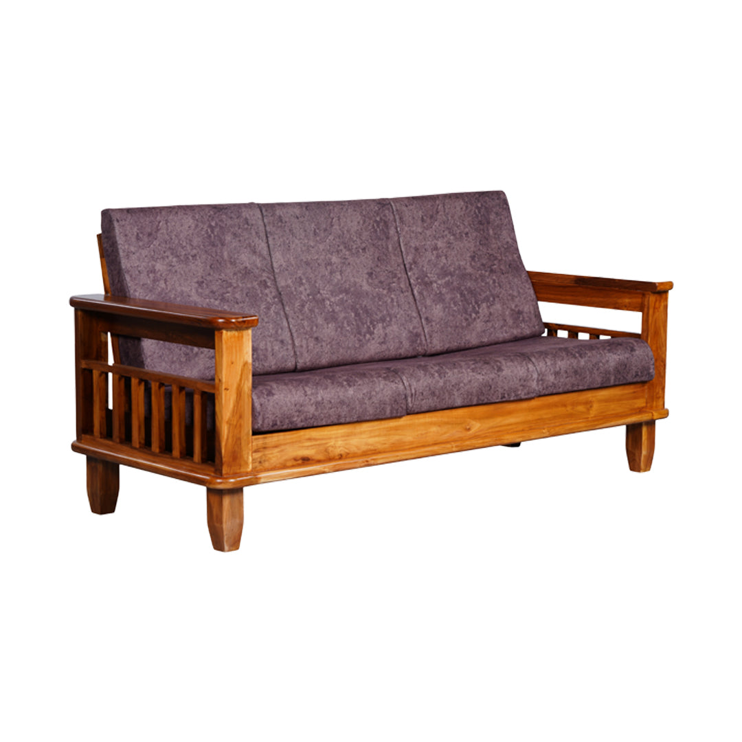 Emerald Wooden Sofa Set (3+1+1-Seater) - Natural Finish_2