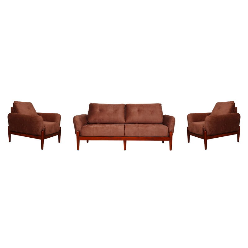 Enfield Fabric Sofa Set (3+1+1-Seater) - Maroon