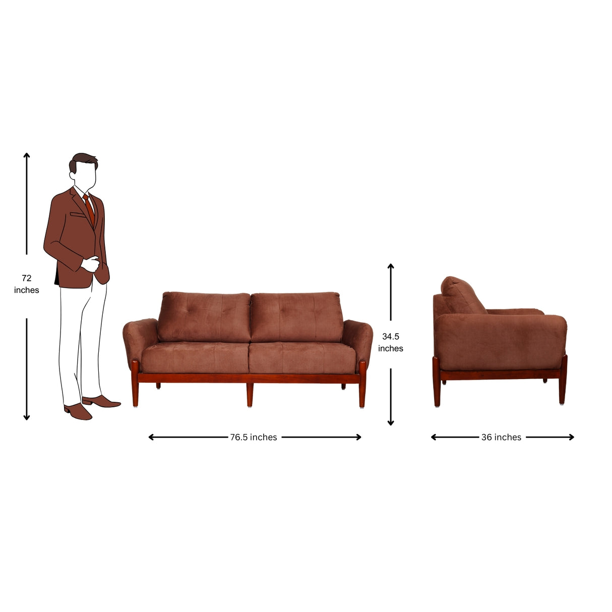 Enfield Fabric Sofa 3 Seater - Maroon