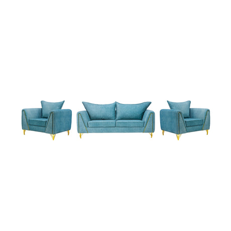 Estonia Pro Contemporary Fabric Sofa Set (3+1+1-Seater) - Green_1