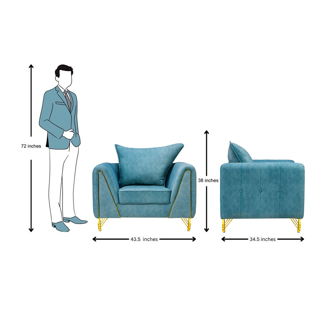 Estonia Pro Contemporary Fabric Sofa Set (3+1+1-Seater) - Green_10