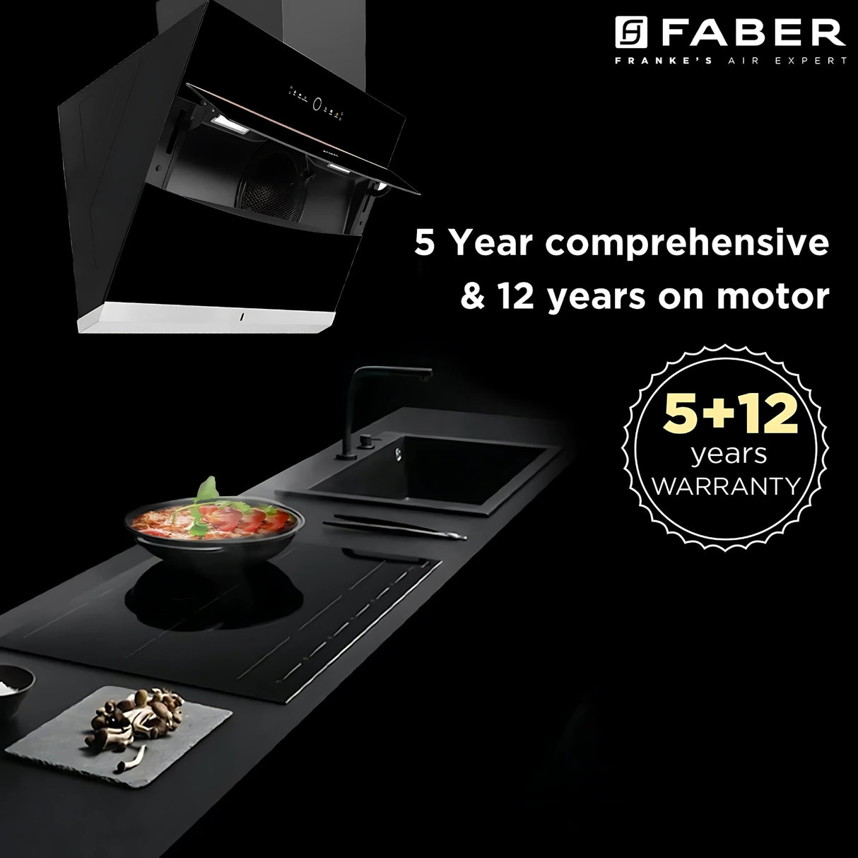 Faber Hood Bolt 90 cm Filter less Steam Auto-Clean Wall-Mounted Chimney - Black Tempered Glass