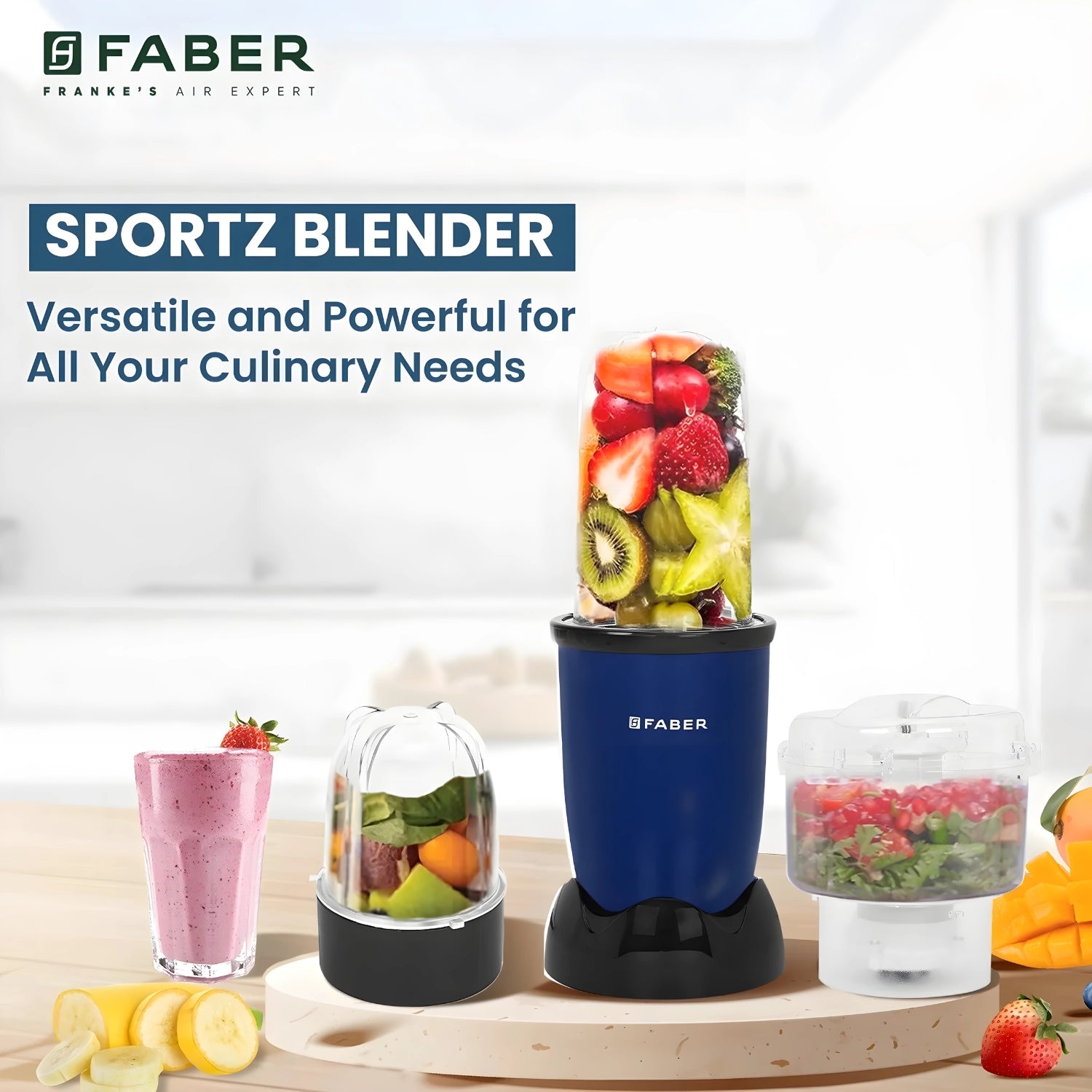 Faber Sportz 400 W  Copper Motor 3-in-1 Blender – Denim - Image 2 - Buy Online at Chera Home Junction Coimbatore