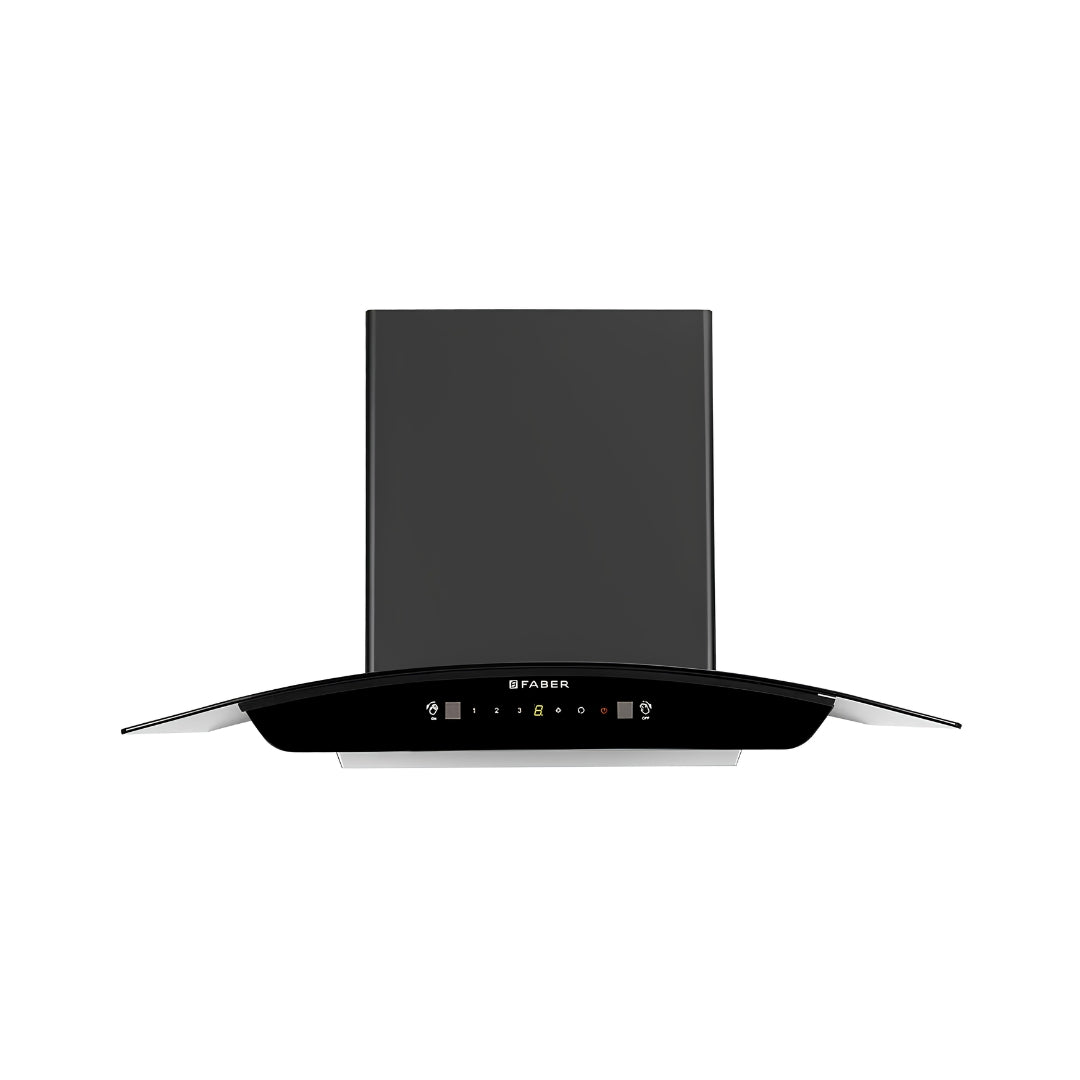 Faber Hood Sunny RC IN HC SC FL LG 75 cm Filterless Auto-Clean Kitchen Chimney – Black_Front View