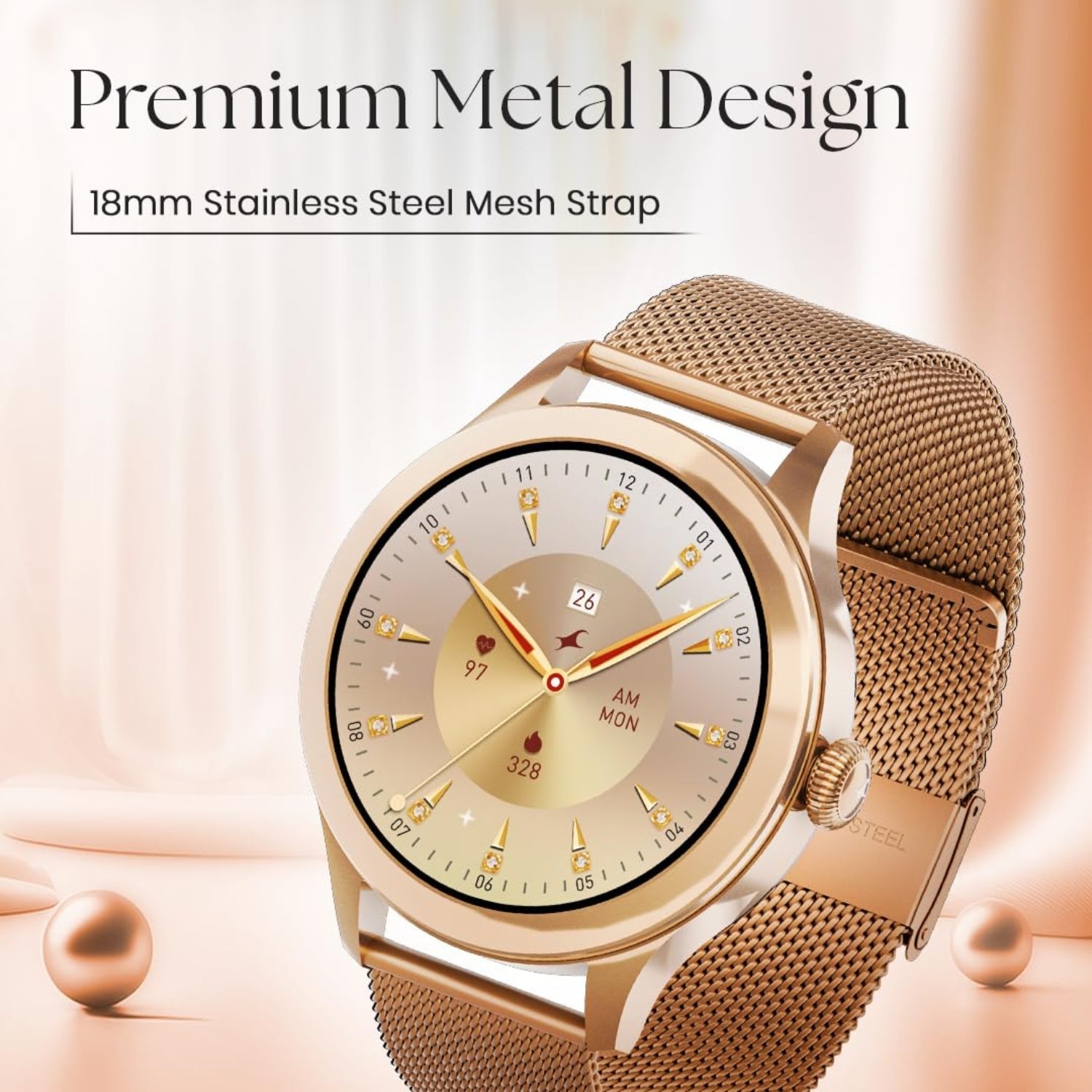 Fastrack Noir Pro with AMOLED Display Bluetooth Calling - Rose Gold - Image 3 - Buy Online at Chera Home Junction Coimbatore