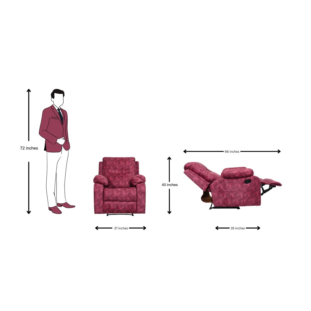 Ferrara Fabric Recliner 1-Seater - Maroon_5