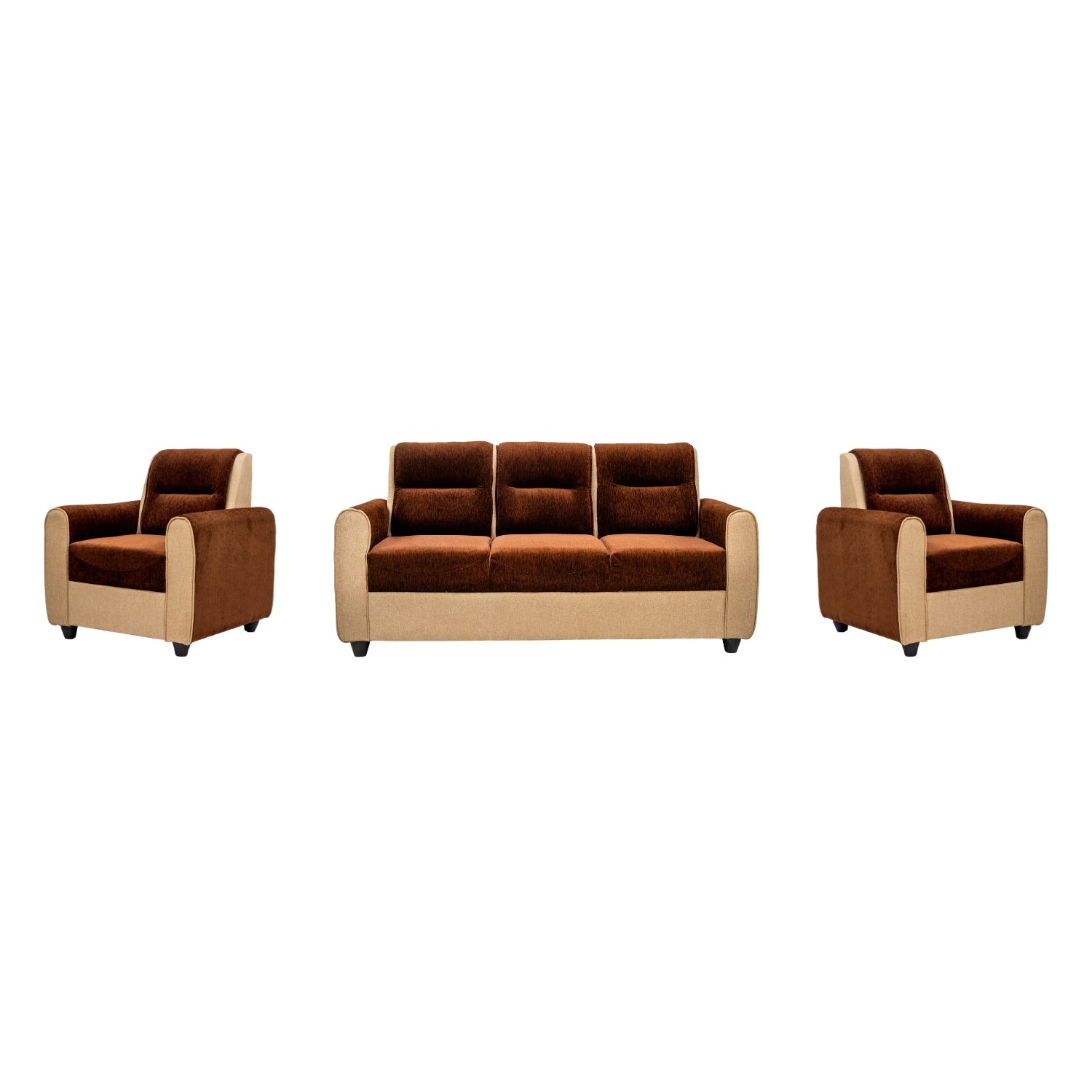 Finland Pro Relax Comfort  Fabric Sofa  Set (3+1+1 Seater) - Brown and Sandal