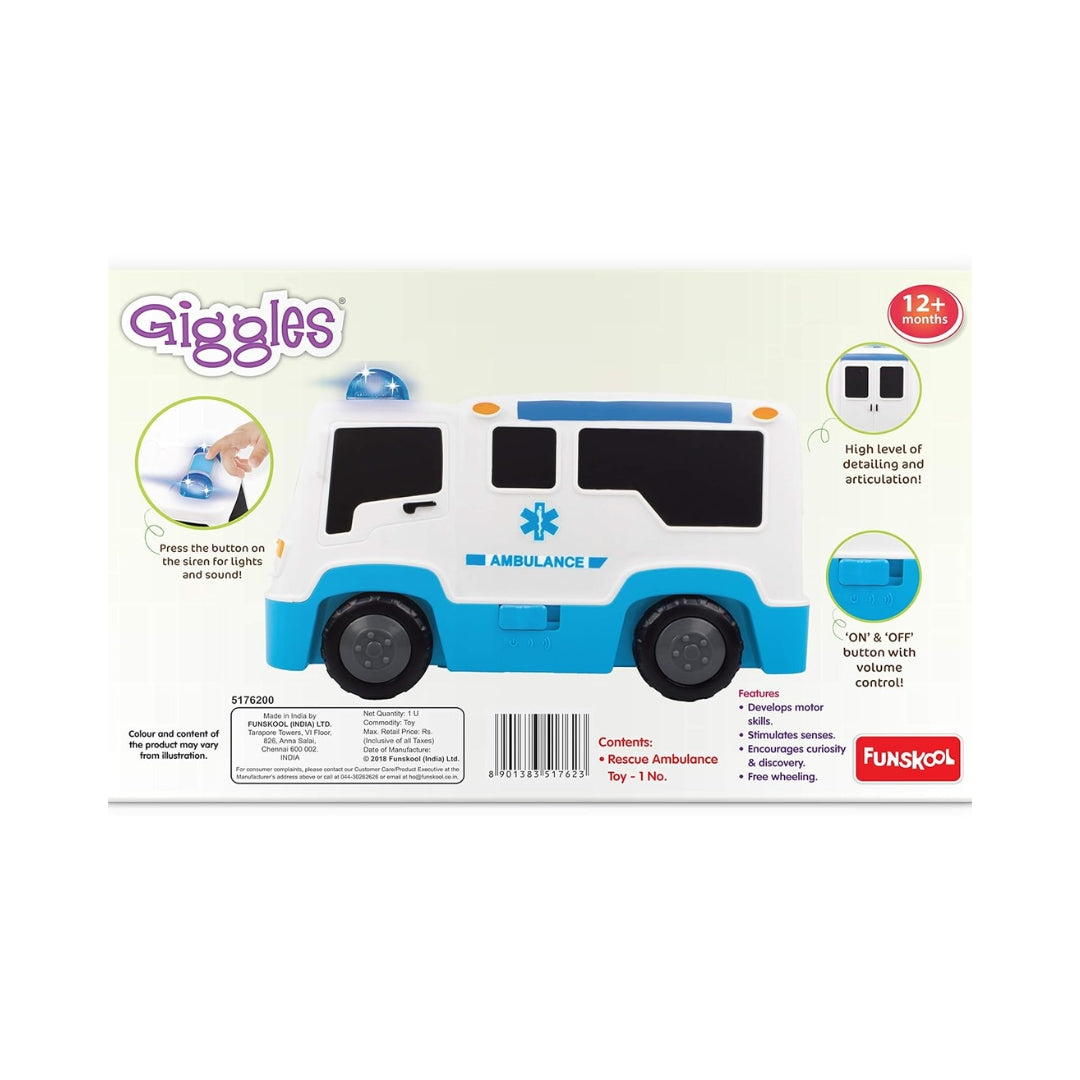 Funskool Giggles Rescue Ambulance - White and Blue_3