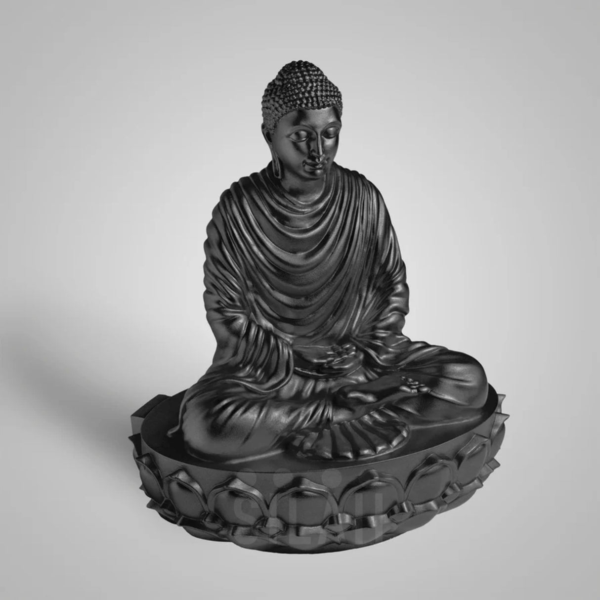 Gautama Buddha 6 In Sculpture - Matt Black
