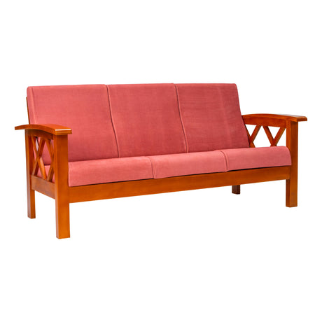 Georgia Pro Prime Wooden Sofa 3 Seater - Teak Finish