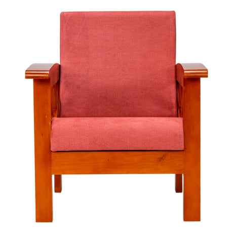 Georgia Pro Prime Wooden Sofa Set (3+1+1 Seater) - Teak Finish