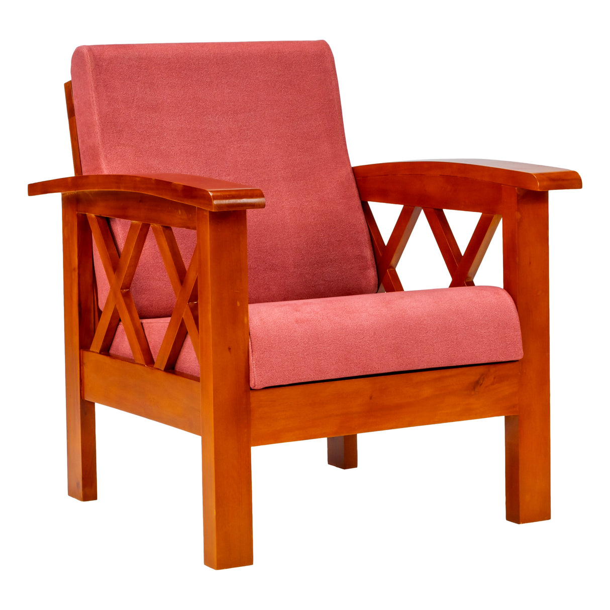 Georgia Pro Prime Wooden Sofa Set (3+1+1 Seater) - Teak Finish