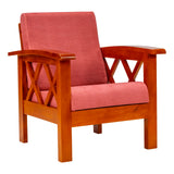 Georgia Pro Prime Wooden Sofa Set (3+1+1 Seater) - Teak Finish
