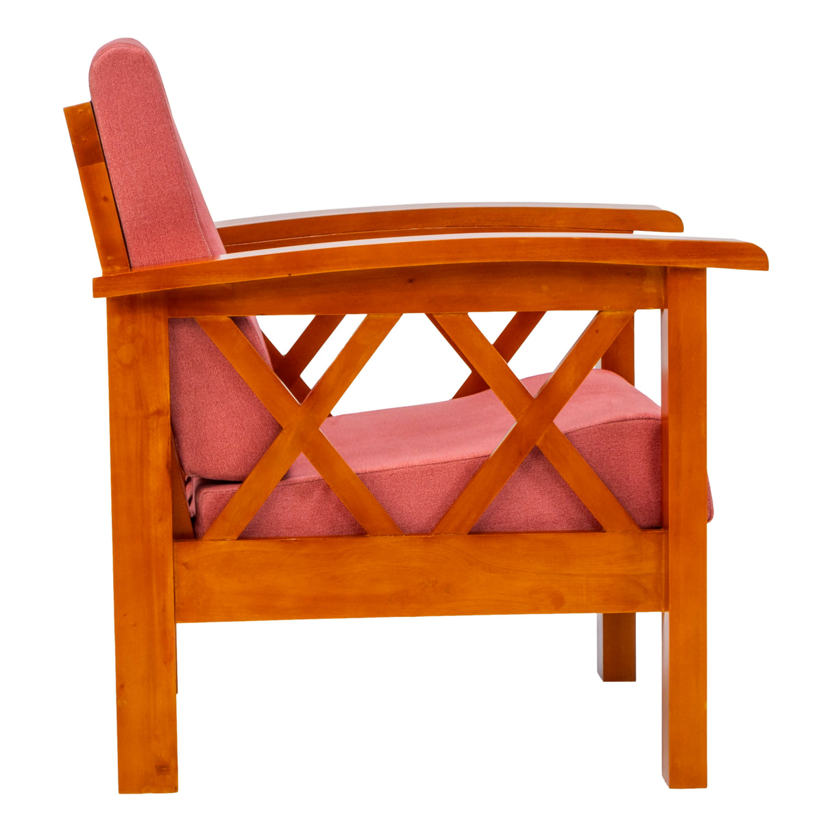 Georgia Pro Prime Wooden Sofa Set (3+1+1 Seater) - Teak Finish