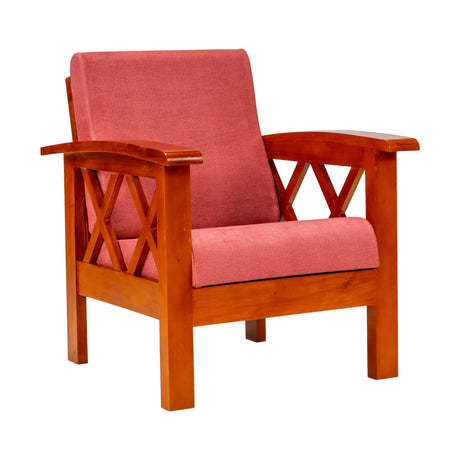 Georgia Pro Prime Wooden Sofa 1 Seater - Teak Finish